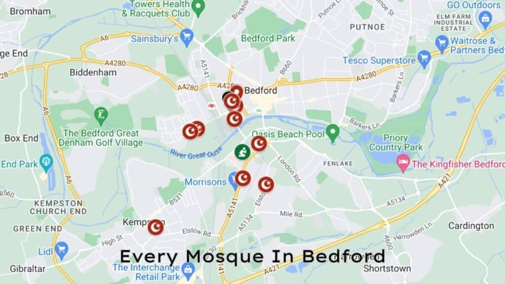 Bedford Mosque Map